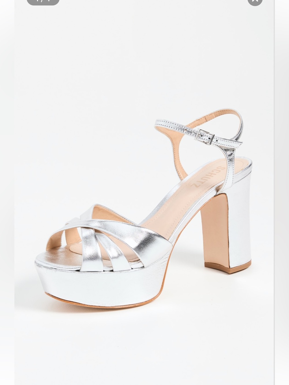 Schutz Keefa Platform Sandals silver new
